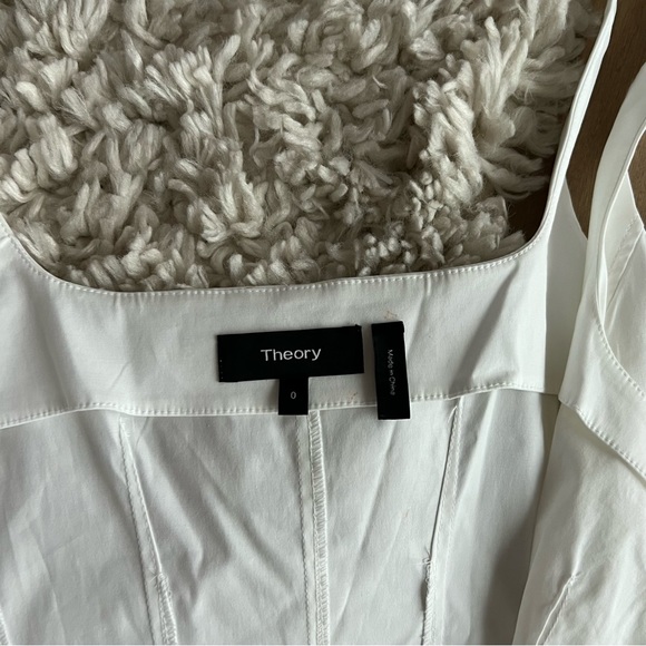 Theory Women’s White Scoop Neck Button Up Dress | US 0 - Picture 12 of 14